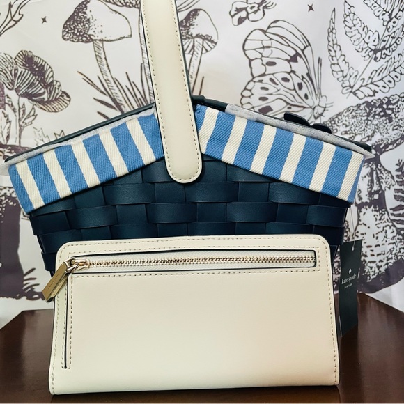 • NWT KATE SPADE PICNIC 3D BASKET FLUTTER FLY BUTTERFLY BASKET BIFOLD WALLET SET - Picture 2 of 14